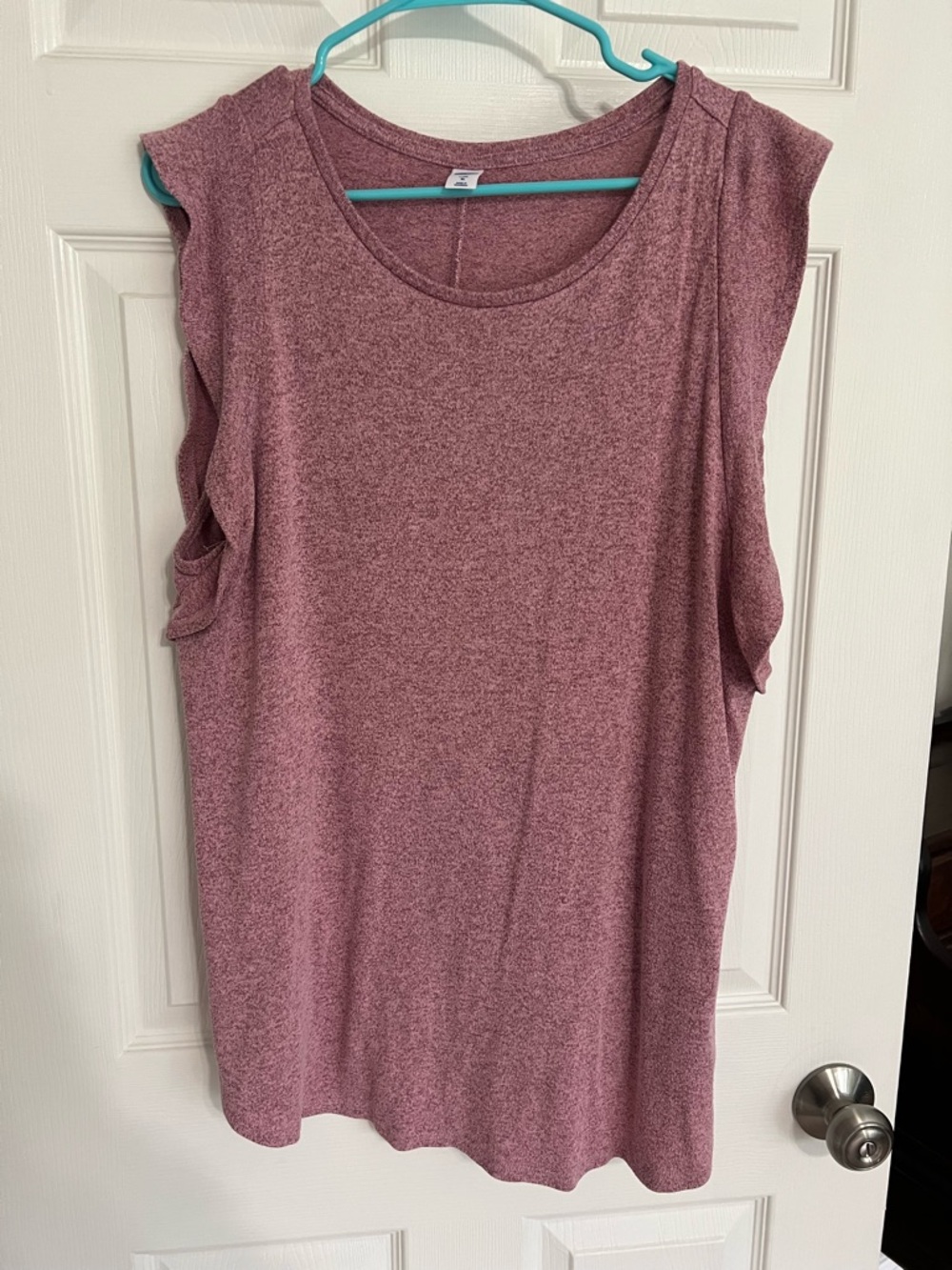Flutter Sleeve Heathered Mauve Women’s Tank Top